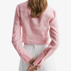 Reiss Dahlia Point-collar Tie-waist Linen Shirt 9 Reiss Dahlia Point-collar Tie-waist Linen Shirt -Default Template 2 R04082353 PINK ALT03