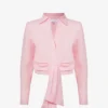 Reiss Dahlia Point-collar Tie-waist Linen Shirt 1 Reiss Dahlia Point-collar Tie-waist Linen Shirt -Default Template 2 R04082353 PINK M