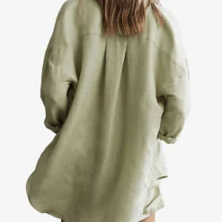 Reiss Ellis Long-sleeved Oversized Linen-blend Shirt -Default Template 2 R04082359 KHAKI ALT03