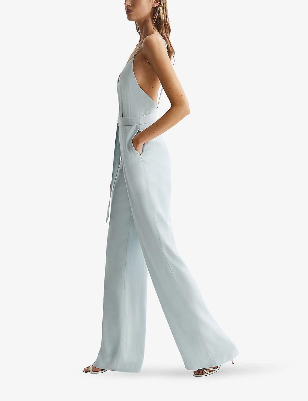 Reiss Irina Embellished-strap Belted-waist Woven Jumpsuit 5 Reiss Irina Embellished-strap Belted-waist Woven Jumpsuit - Image 3