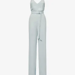 Reiss Irina Embellished-strap Belted-waist Woven Jumpsuit