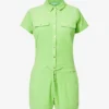 Melissa Odabash Cheryl Drawstring-waist Cotton-blend Playsuit -Default Template 2 R04090048 LIME M