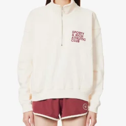 Athletic Club Half-zip Cotton-jersey Sweatshirt -Default Template 2 R04090232 CREAMMERLOT ALT02