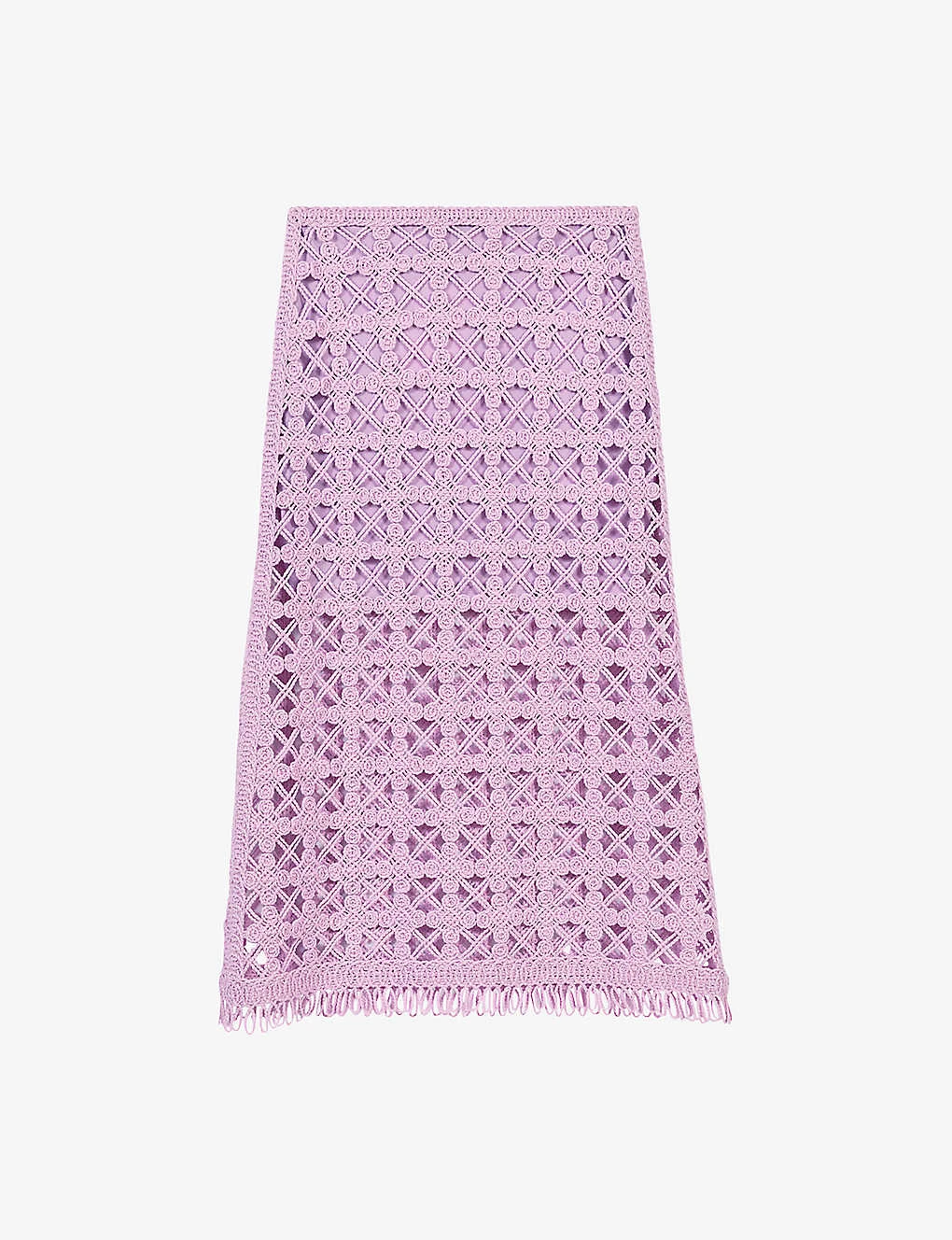 Maje Juliette Open-cut Embroidery Cotton Midi Skirt