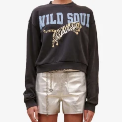 Maje Wild Soul Tiger-print Cotton-jersey Sweatshirt -Default Template 2 R04101778 NOIRGRIS ALT02