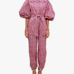 Maje Pyad Floral-print Puff-sleeve Cotton Jumpsuit -Default Template 2 R04101875 ROSES ALT02