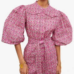 Maje Pyad Floral-print Puff-sleeve Cotton Jumpsuit -Default Template 2 R04101875 ROSES ALT04