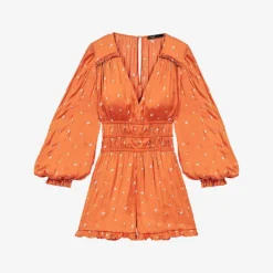 Maje Floral-embroidered Satin Jumpsuit