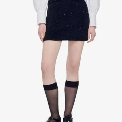 Sandro Sequin-embellished High-waist Tweed-knit Mini Skirt 9 Sandro Sequin-embellished High-waist Tweed-knit Mini Skirt -Default Template 2 R04102319 NOIRGRIS ALT02