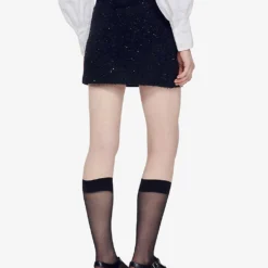 Sandro Sequin-embellished High-waist Tweed-knit Mini Skirt 10 Sandro Sequin-embellished High-waist Tweed-knit Mini Skirt -Default Template 2 R04102319 NOIRGRIS ALT03