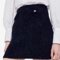 Sandro Sequin-embellished High-waist Tweed-knit Mini Skirt 11 Sandro Sequin-embellished High-waist Tweed-knit Mini Skirt -Default Template 2 R04102319 NOIRGRIS ALT04