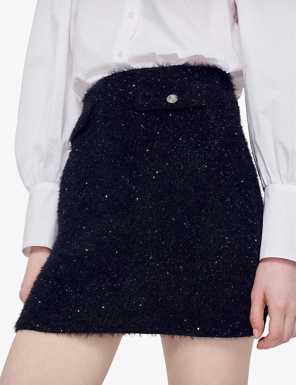 Sandro Sequin-embellished High-waist Tweed-knit Mini Skirt 7 Sandro Sequin-embellished High-waist Tweed-knit Mini Skirt - Image 5