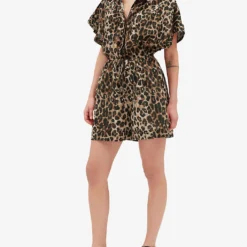 CLAUDIE PIERLOT Joan Leopard-print Relaxed-sleeve Cotton Playsuit -Default Template 2 R04103527 DIVERS ALT02