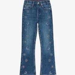 Maje Crystal-embellished Flared High-rise Stretch-denim Jeans