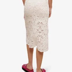 Maje Floral-embroidered Crochet And Lace Cotton Midi Skirt 10 Maje Floral-embroidered Crochet And Lace Cotton Midi Skirt -Default Template 2 R04104069 BLANC ALT03