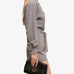 Maje Check-print Stretch Wool-blend Short Jumpsuit -Default Template 2 R04105498 NOIRGRIS ALT02