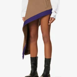 Sacai Asymmetric Contrast-trim Mini Skirt -Default Template 2 R04110187 BEIGE ALT02