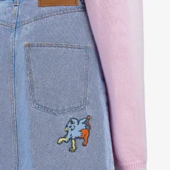 Marni Graphic-embroidered Denim Mini Skirt -Default Template 2 R04110554 ILLUSIONBLUE ALT04