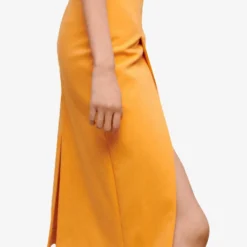 Maje Asymmetric-wrap Stretch-cotton Midi Skirt 11 Maje Asymmetric-wrap Stretch-cotton Midi Skirt -Default Template 2 R04110659 JAUNESORANGES ALT04