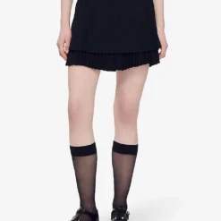 Sandro Zalana Pleated Woven Mini Skirt -Default Template 2 R04111180 NOIRGRIS ALT02
