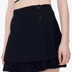 Sandro Zalana Pleated Woven Mini Skirt -Default Template 2 R04111180 NOIRGRIS ALT04