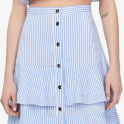 Sandro Tiered-striped Stretch-cotton Maxi Skirt -Default Template 2 R04111298 BLEUS ALT04