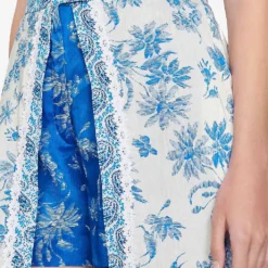 Sandro Albertville Floral-print Linen-blend Midi Skirt -Default Template 2 R04111314 BLEUS ALT04