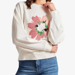 Ted Baker Marene Floral-print Embroidered Stretch-woven Sweatshirt -Default Template 2 R04121168 WHITE ALT02