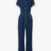 Paige Anessa Short-sleeved Stretch-denim Jumpsuit -Default Template 2 R04123090 JILENA M