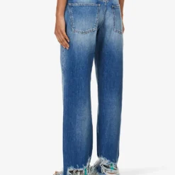 STELLA MCCARTNEY Distressed Contrast-stitch Straight-leg Mid-rise Jeans -Default Template 2 R04125582 MIDBLUE ALT03