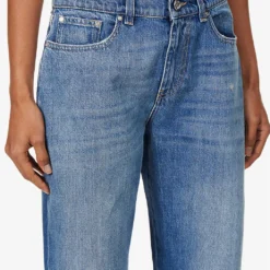 STELLA MCCARTNEY Distressed Contrast-stitch Straight-leg Mid-rise Jeans -Default Template 2 R04125582 MIDBLUE ALT04