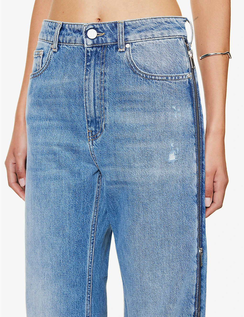STELLA MCCARTNEY Distressed Zipped-panel Straight-leg High-rise Jeans 7 STELLA MCCARTNEY Distressed Zipped-panel Straight-leg High-rise Jeans - Image 5