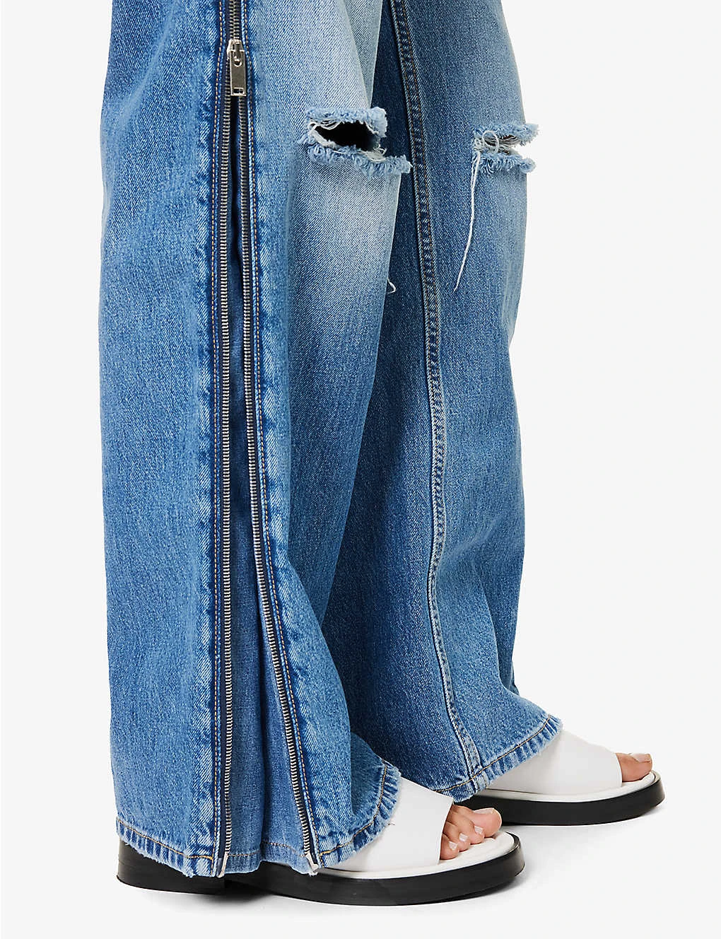 STELLA MCCARTNEY Distressed Zipped-panel Straight-leg High-rise Jeans 8 STELLA MCCARTNEY Distressed Zipped-panel Straight-leg High-rise Jeans - Image 6