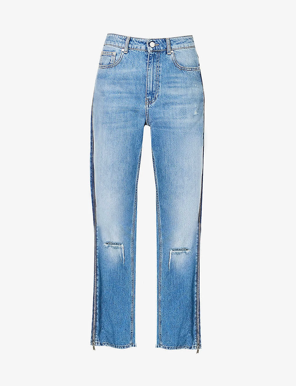 STELLA MCCARTNEY Distressed Zipped-panel Straight-leg High-rise Jeans 3 STELLA MCCARTNEY Distressed Zipped-panel Straight-leg High-rise Jeans