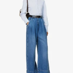 ME AND EM Pleated Wide-leg High-rise Jeans -Default Template 2 R04129140 BLUEWASH ALT01