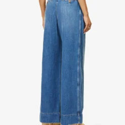 ME AND EM Pleated Wide-leg High-rise Jeans -Default Template 2 R04129140 BLUEWASH ALT03