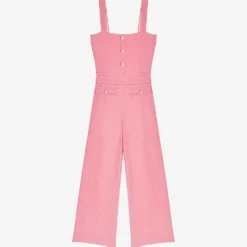 Maje Buttoned Wide-leg Tweed Jumpsuit