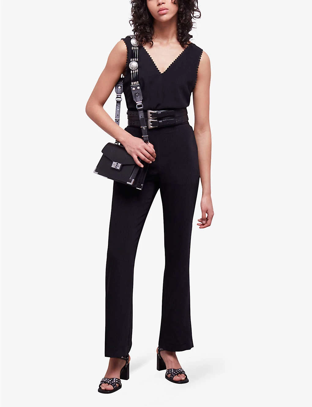 THE KOOPLES Diamond-lace V-neckline Sleeveless Woven Jumpsuit 4 THE KOOPLES Diamond-lace V-neckline Sleeveless Woven Jumpsuit - Image 2