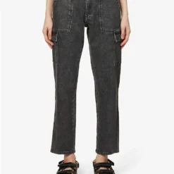 Ikks Combat Tapered-leg Mid-rise Cropped Jeans -Default Template 2 R04133250 CHARCOALGREY ALT02