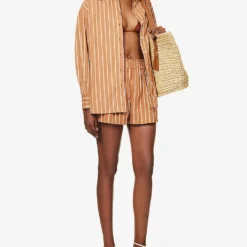 Faithfull The Brand Daija Striped Split-sides Cotton Shirt -Default Template 2 R04135574 ADIASTRIPEPRTHAZELNUT ALT01