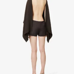 Valentino Open-back Skirt-overlay Silk Playsuit -Default Template 2 R04135629 EBANO ALT03