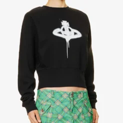 Vivienne Westwood Athletic Logo-pattern Cotton-jersey Jumper -Default Template 2 R04135883 BLACK ALT02