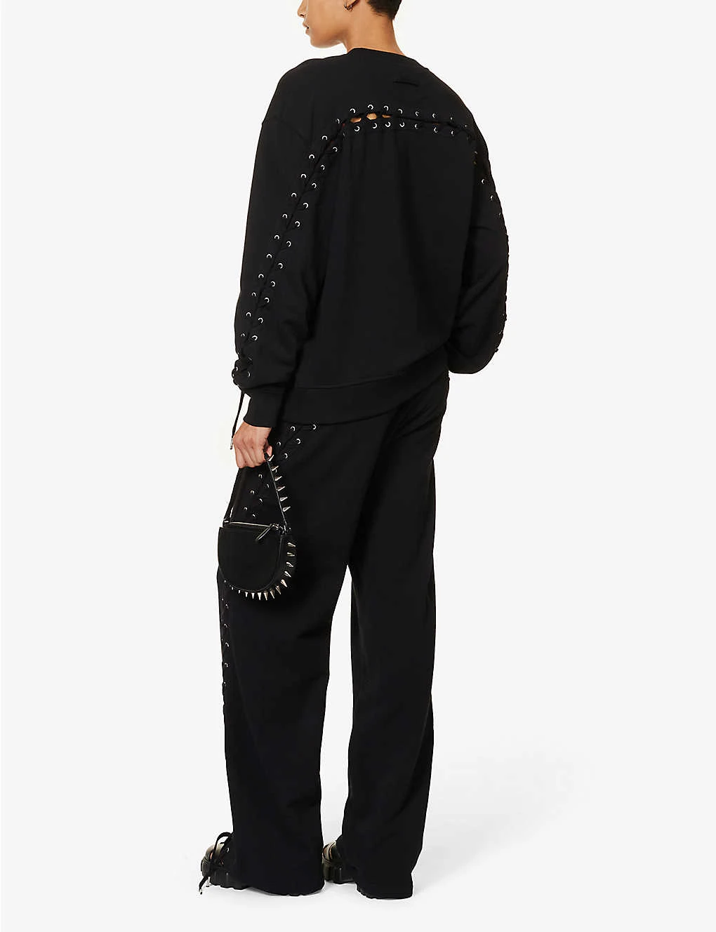 Jean Paul Gaultier Flowers Lace-up Cotton-jersey Sweatshirt 4 Jean Paul Gaultier Flowers Lace-up Cotton-jersey Sweatshirt - Image 2