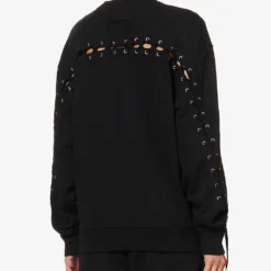 Jean Paul Gaultier Flowers Lace-up Cotton-jersey Sweatshirt 11 Jean Paul Gaultier Flowers Lace-up Cotton-jersey Sweatshirt -Default Template 2 R04137673 BLACK ALT03