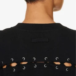 Jean Paul Gaultier Flowers Lace-up Cotton-jersey Sweatshirt 12 Jean Paul Gaultier Flowers Lace-up Cotton-jersey Sweatshirt -Default Template 2 R04137673 BLACK ALT04