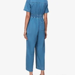 Whistles Ciara Open-collar Elasticated-back Cotton Jumpsuit 10 Whistles Ciara Open-collar Elasticated-back Cotton Jumpsuit -Default Template 2 R04140094 BLUE ALT03