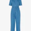 Whistles Ciara Open-collar Elasticated-back Cotton Jumpsuit -Default Template 2 R04140094 BLUE M