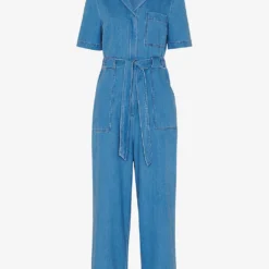 Whistles Ciara Open-collar Elasticated-back Cotton Jumpsuit