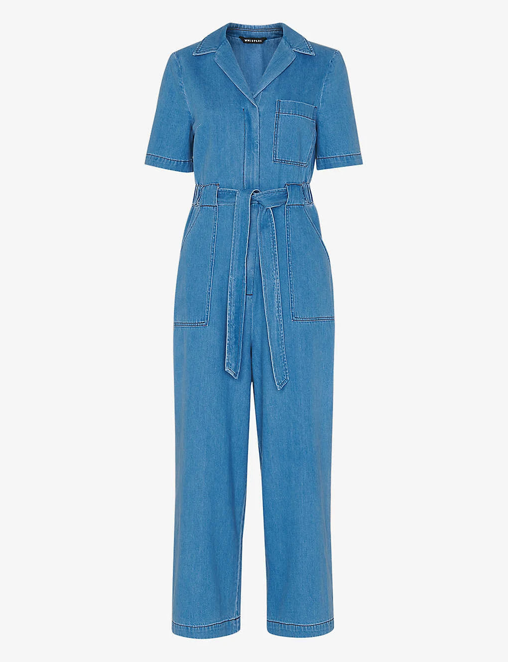 Whistles Ciara Open-collar Elasticated-back Cotton Jumpsuit 3 Whistles Ciara Open-collar Elasticated-back Cotton Jumpsuit
