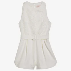 Ted Baker Finliee Floral-embroidered Belted Woven Playsuit